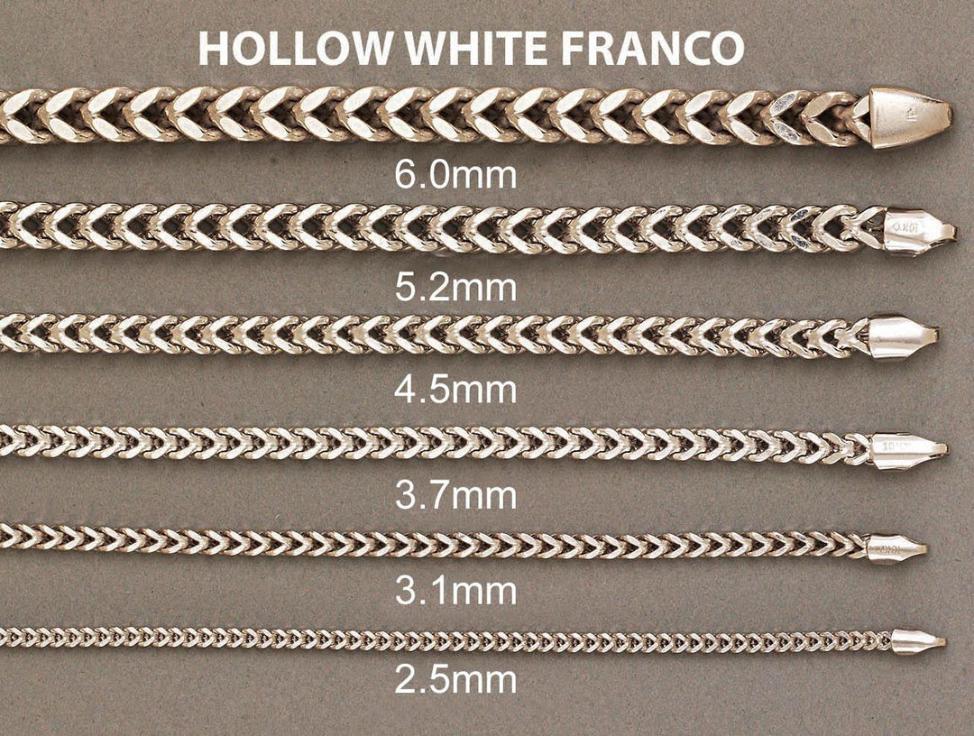10K White Gold Semi-Solid Franco Chain