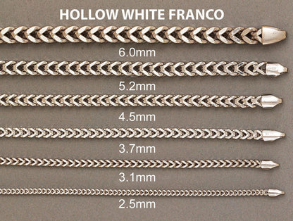 10K White Gold Semi-Solid Franco Chain