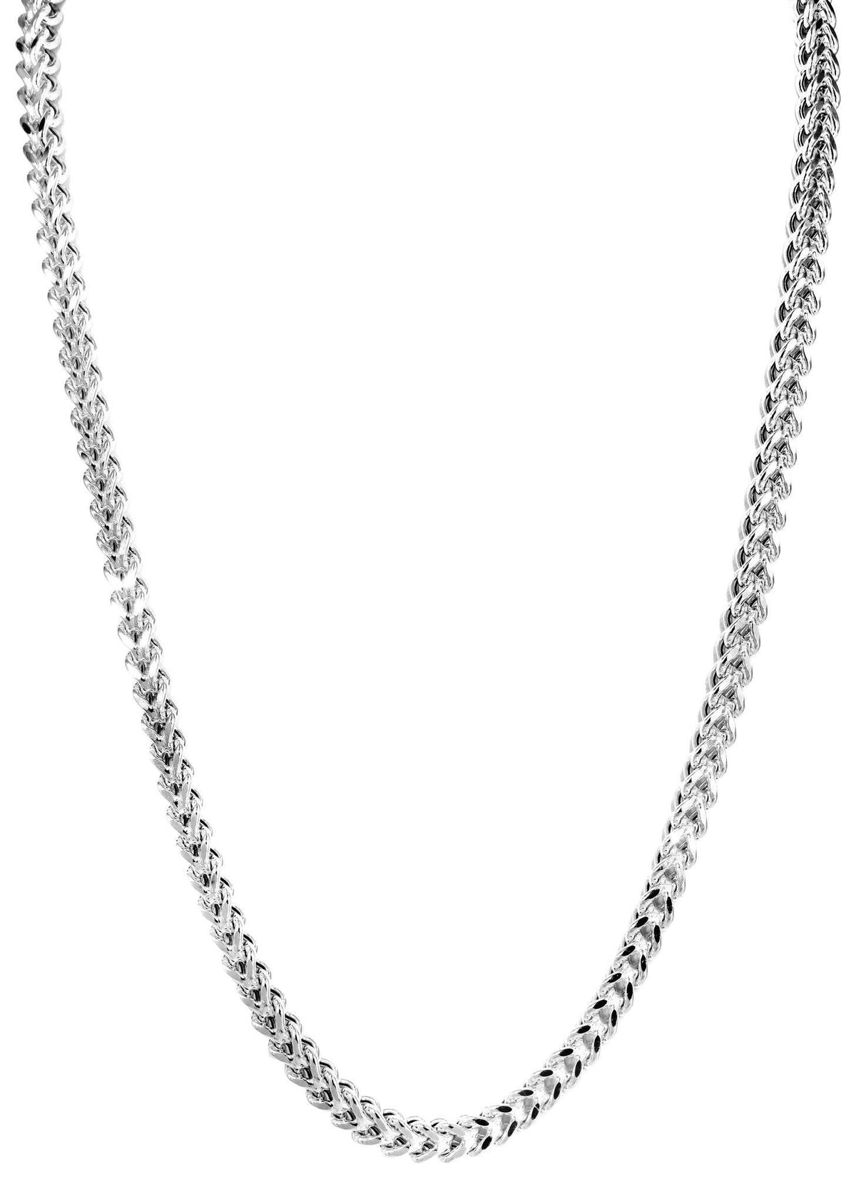 14K White Gold Semi-Solid Franco Chain, full-length view