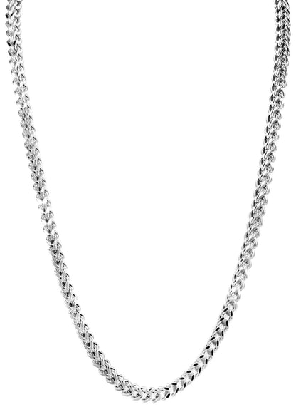 14K White Gold Semi-Solid Franco Chain, full-length view
