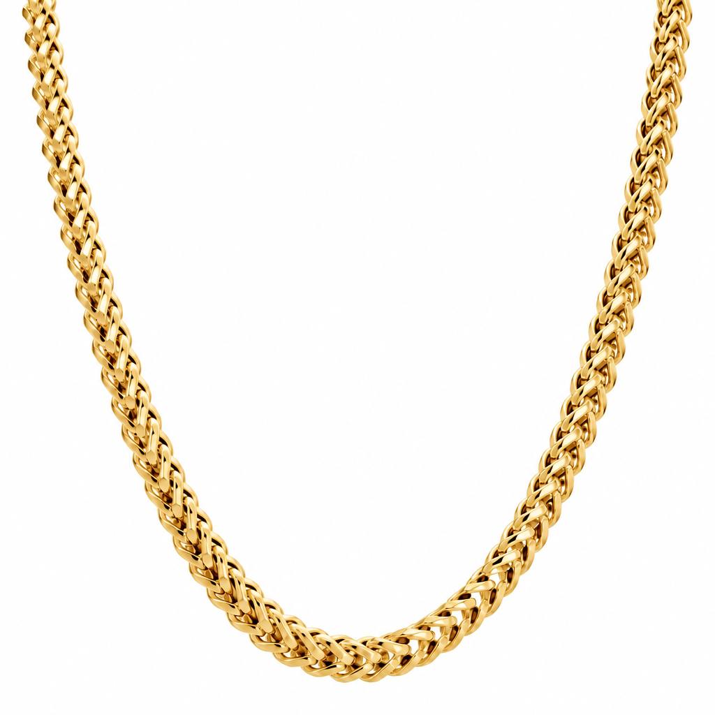 Gold Plated Sterling Silver Franco Chain, detail view