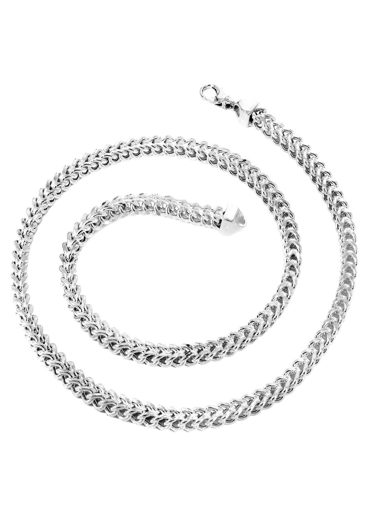 14K White Gold Chain - Semi-Solid White Franco Chain, detail view