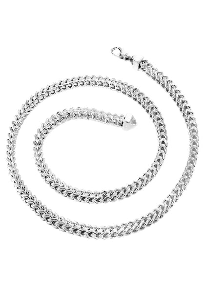 14K White Gold Chain - Semi-Solid White Franco Chain, detail view