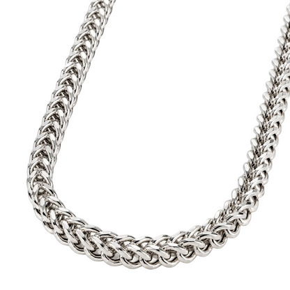 925 Sterling Silver Franco Chain, angled view