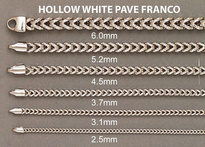 Gold Chain - Mens Semi-Solid Diamond Cut Franco Chain 10K White Gold, close-up