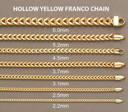 10K Yellow Gold Semi-Solid Franco Chain