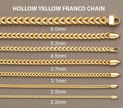 14K Yellow Gold Solid Franco Chain