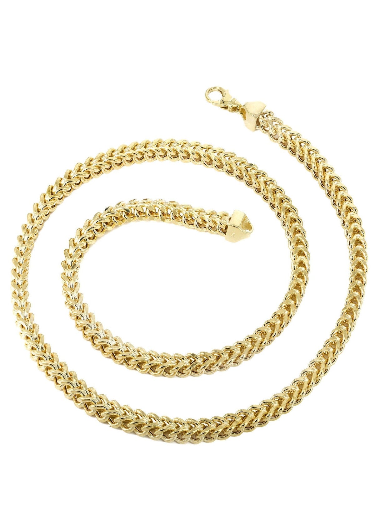 14K Yellow Gold Semi-Solid Franco Chain, full-length view