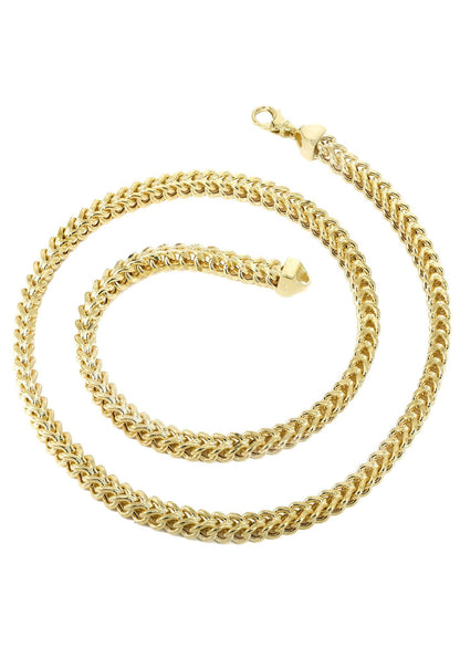 14K Yellow Gold Semi-Solid Franco Chain, full-length view