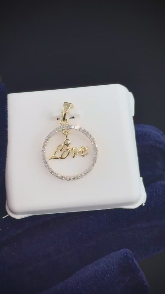 10kt Gold & Natural Diamond Love Pendant Circle