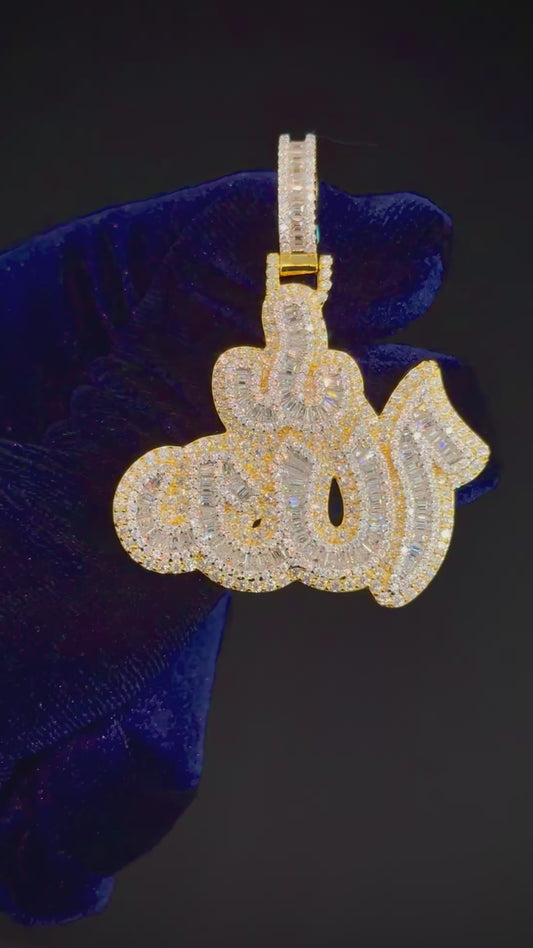 925 Silver Moissanite Allah Pendant