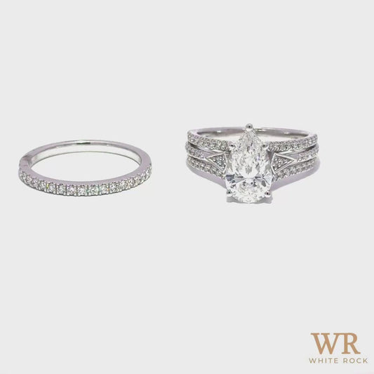 2.70 CTW Pear 2.00 CTW Center Lab Grown Bridal Ring 14K White Gold