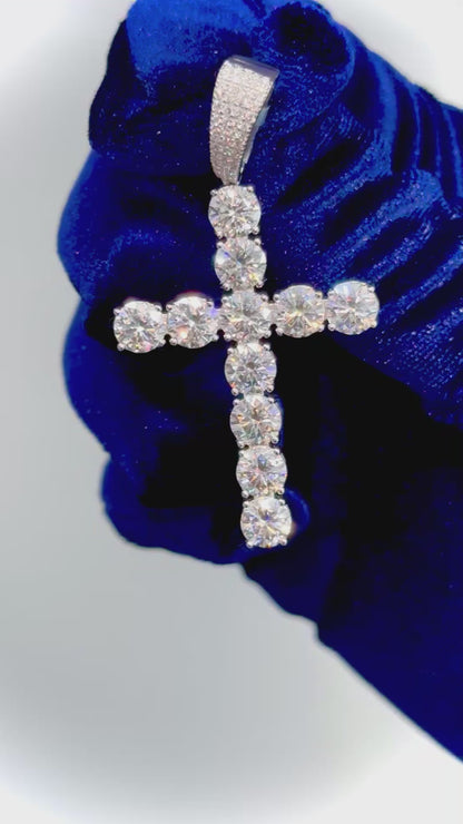 Moissanite Solitaire Cross Pendant