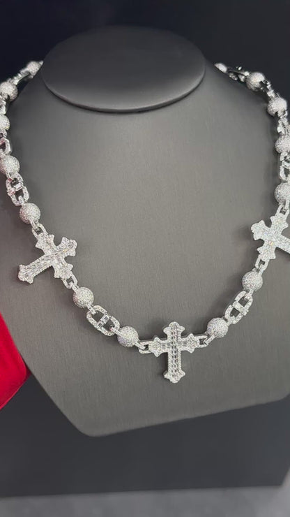 925 Silver Moissanite Custom Cross Chain