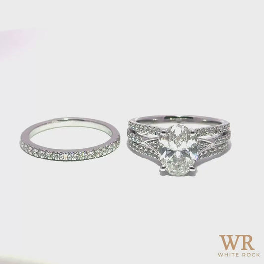 2.75 CTW Oval Cut 2.00 CTW Center Lab Grown Bridal Ring 14K White Gold