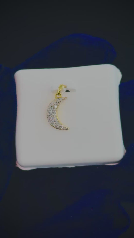 10kt Gold & Diamond Moon Pendant
