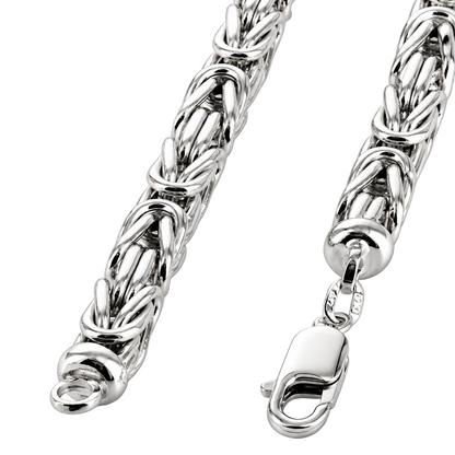 925 Sterling Silver Byzantine Bracelet, close-up of the links