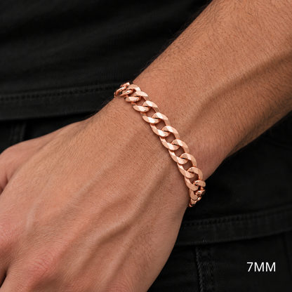 10K Rose Gold Solid Cuban Curb Link Bracelet, alternate view