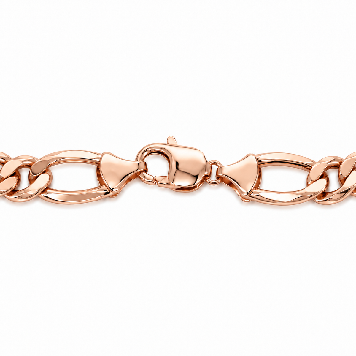 18K Rose Gold Figaro Bracelet, close-up of the links