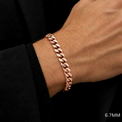 Rose Gold Miami Cuban Bracelet Semi-Solid - 10K Rose Gold Bracelet, alternate view