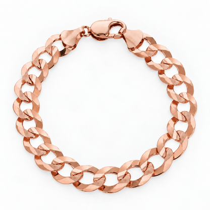 Rose gold plated 925 sterling silver Cuban curb link bracelet for men