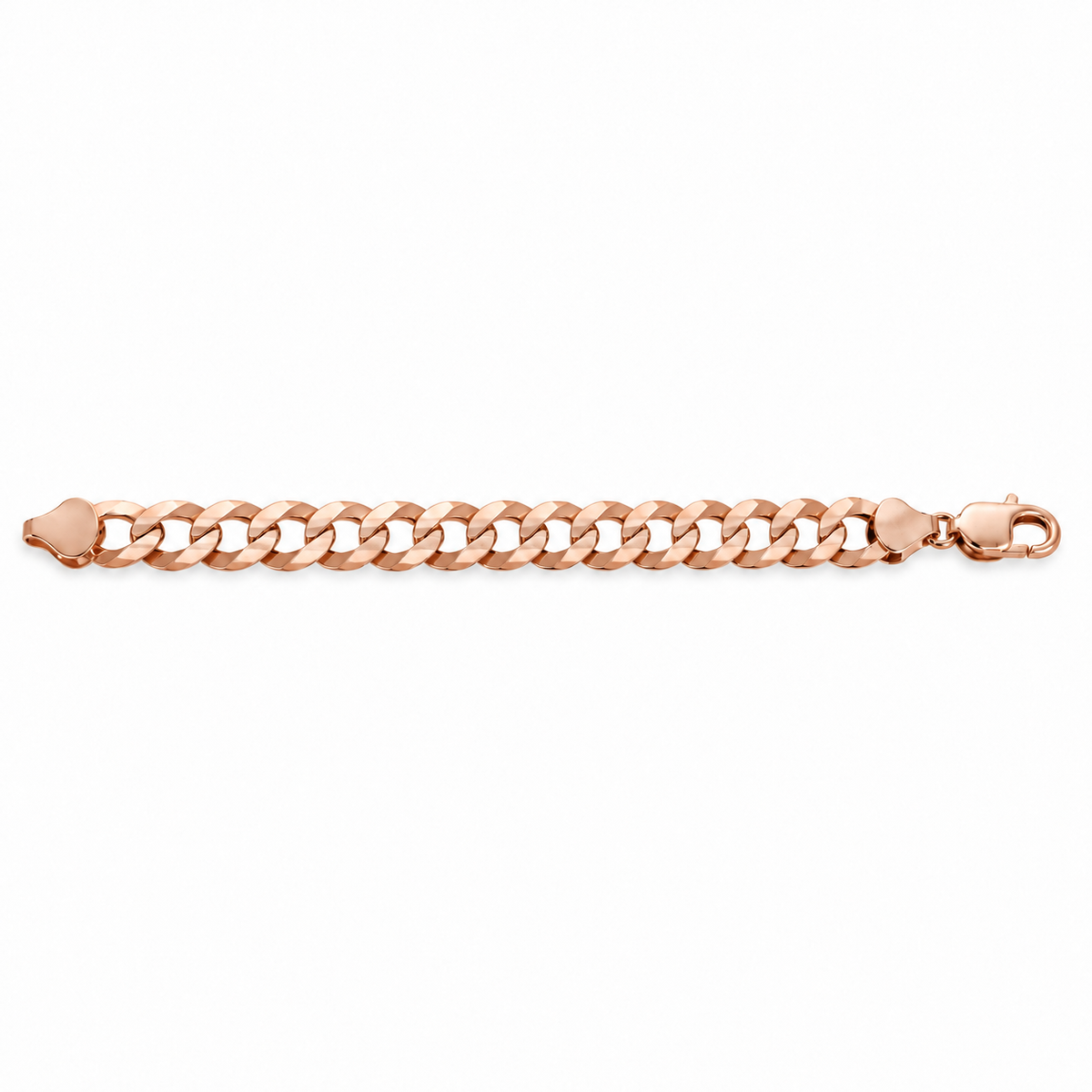 Rose gold plated 925 sterling silver Cuban curb link bracelet for men, alternate view