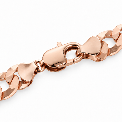 Rose gold plated 925 sterling silver Cuban curb link bracelet for men, another angle
