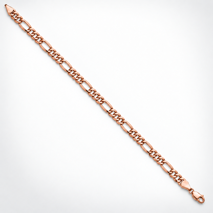 Rose gold plated 925 sterling silver Figaro bracelet for men, alternate view