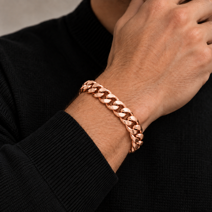 Rose gold plated 925 sterling silver Miami Cuban link bracelet for men, additional view