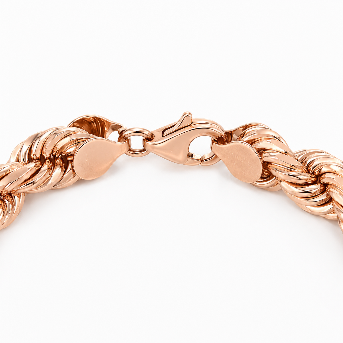 Rose gold plated 925 sterling silver rope bracelet for men, another angle