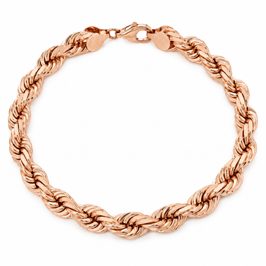 18K Rose Gold Solid Rope Bracelet