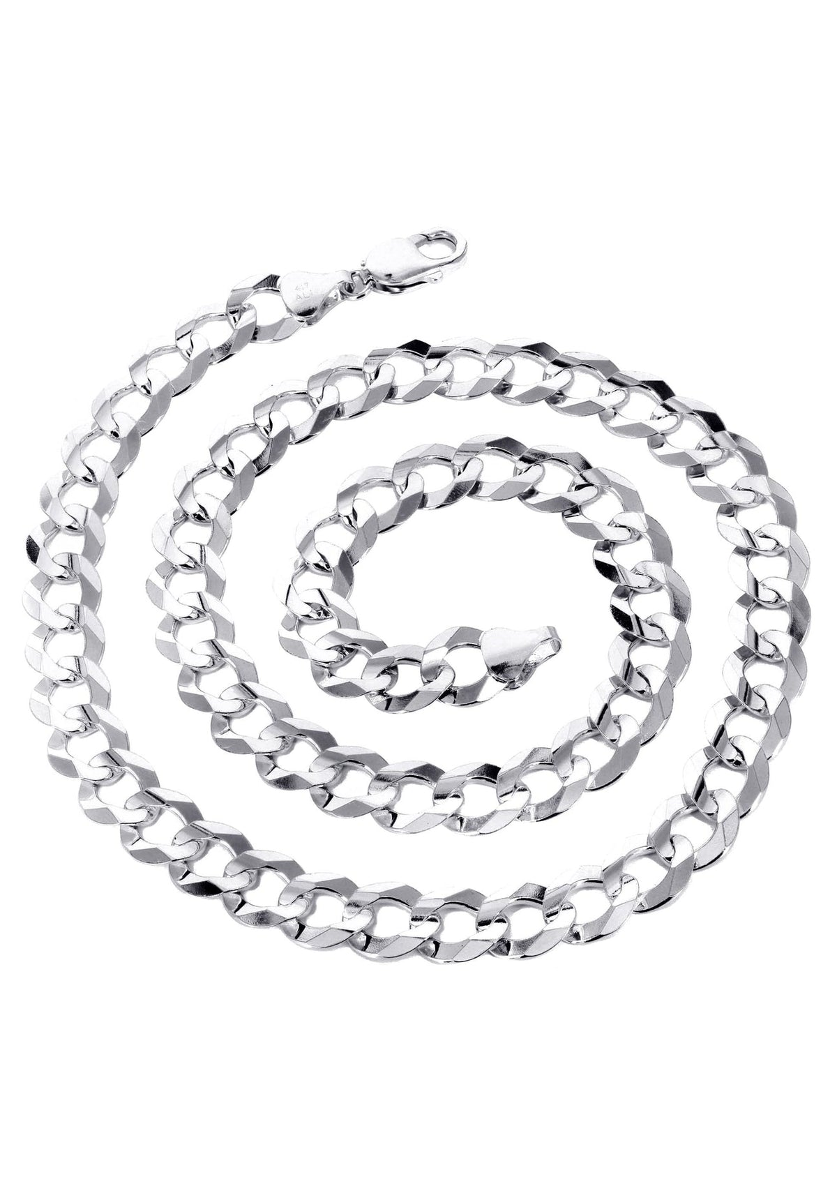 White gold Cuban curb link chain, detail view