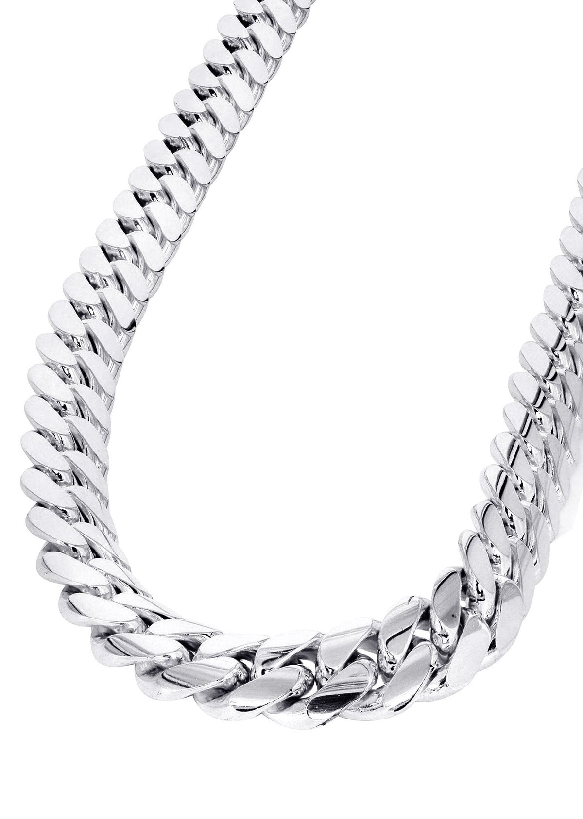 Mens White Gold Chain - Solid Miami Cuban Link 10K Gold, additional view