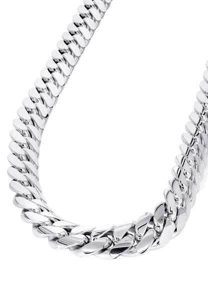 Mens White Gold Chain - Solid Miami Cuban Link 10K Gold, additional view