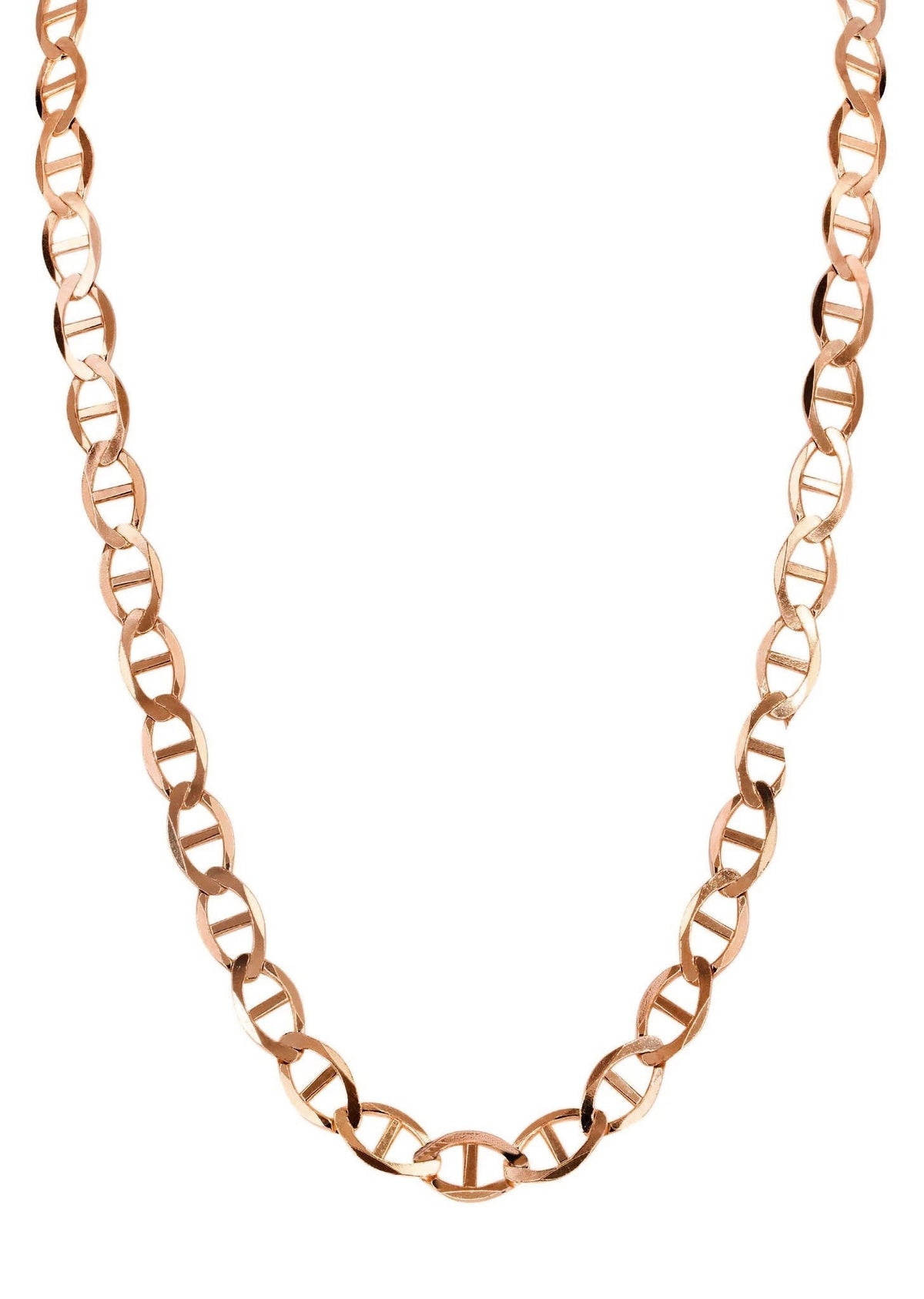 Rose gold mariner chain, detail view