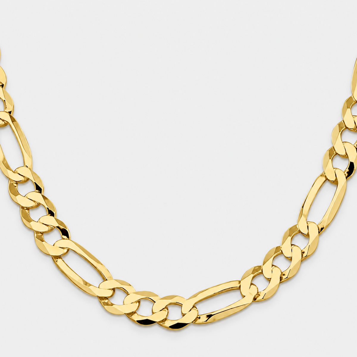Gold Plated Sterling Silver Figaro Chain for Men, detail view