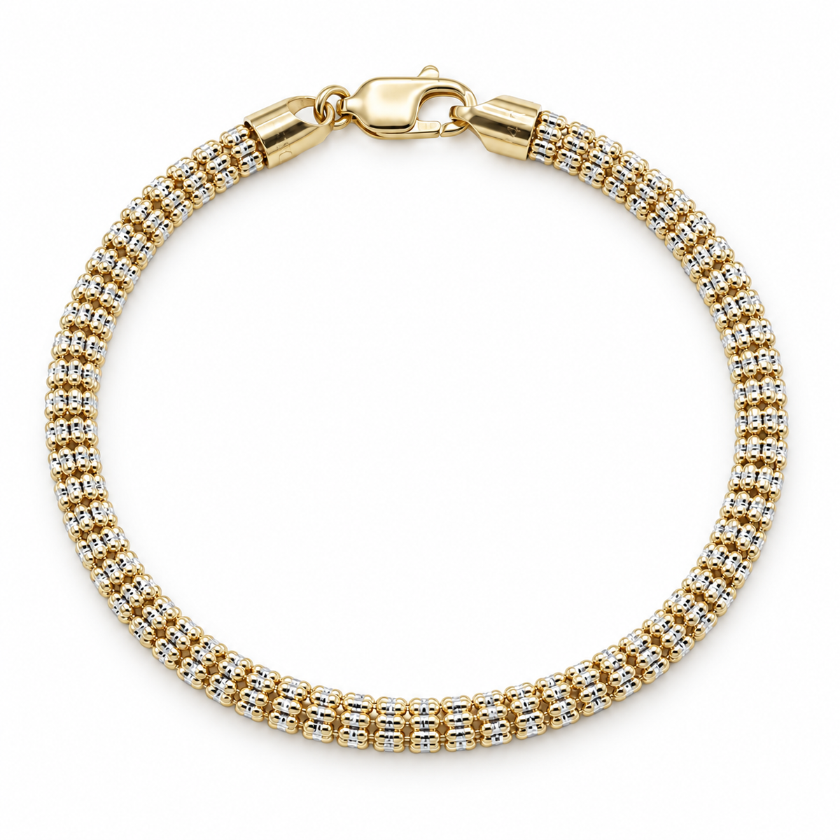 Two-tone gold rolo link bracelet