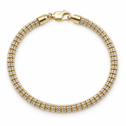 Two-tone gold rolo link bracelet