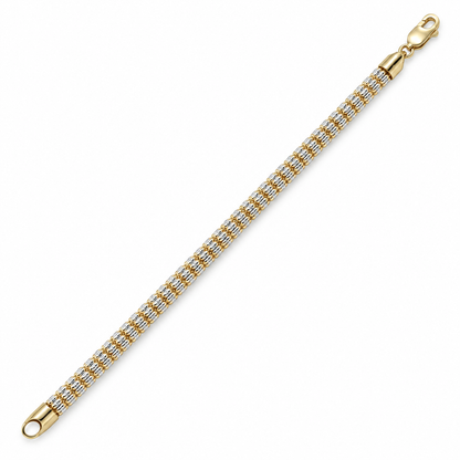 Two-tone gold rolo link bracelet