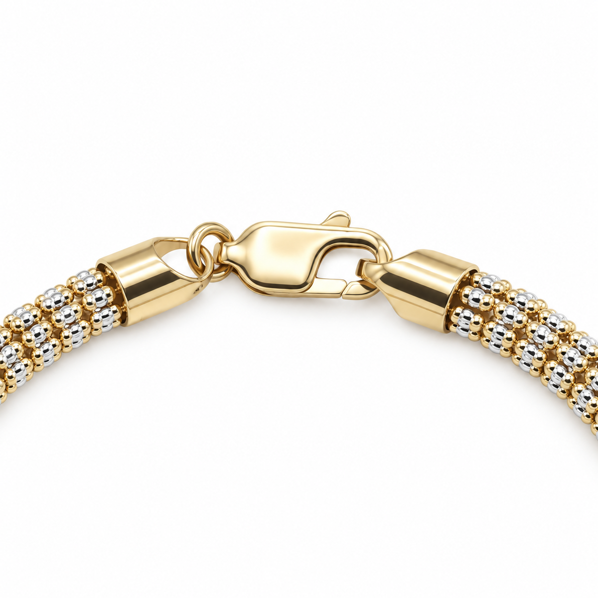 10K two-tone gold diamond-cut rolo link bracelet, alternate view