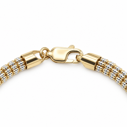 10K two-tone gold diamond-cut rolo link bracelet, alternate view