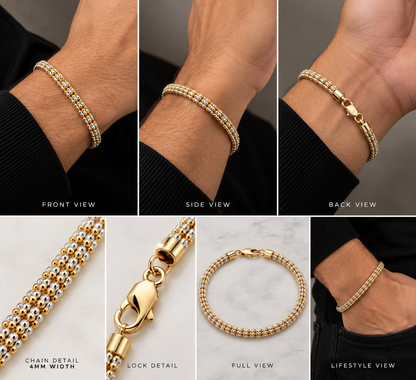 Two-tone gold rolo link jewelry