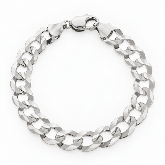 White gold Cuban curb link bracelet