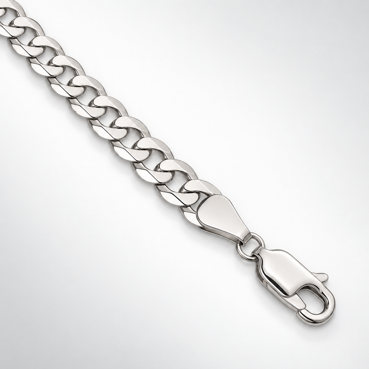 White gold Cuban curb link bracelet