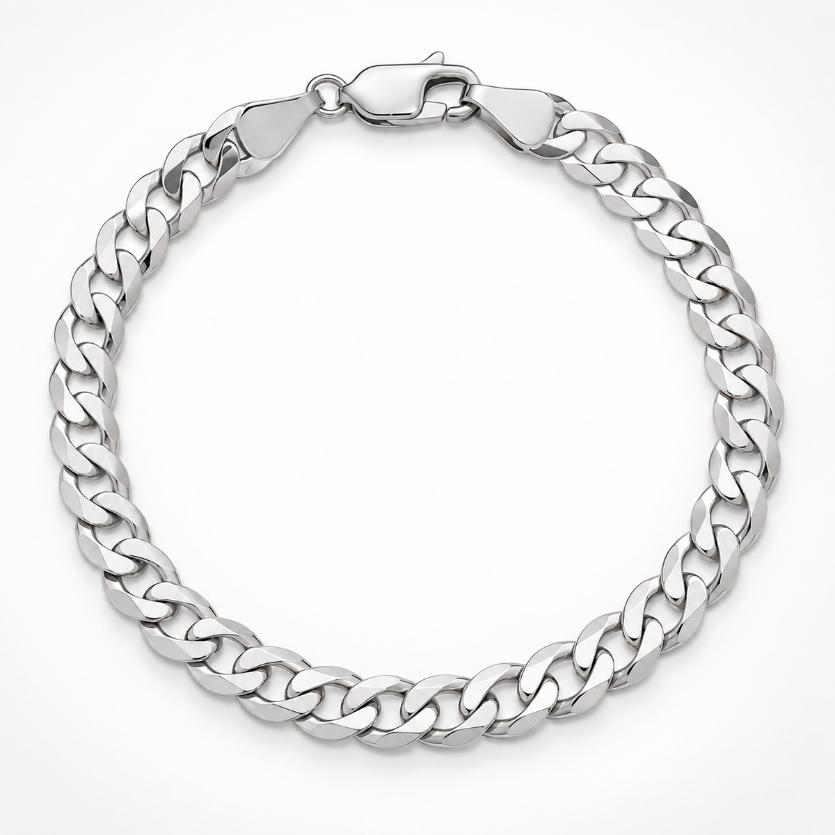 White gold Cuban curb link bracelet