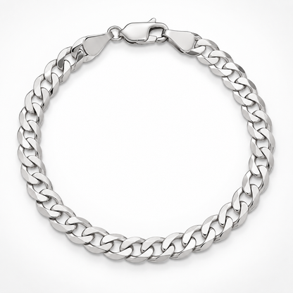 White gold Cuban curb link bracelet