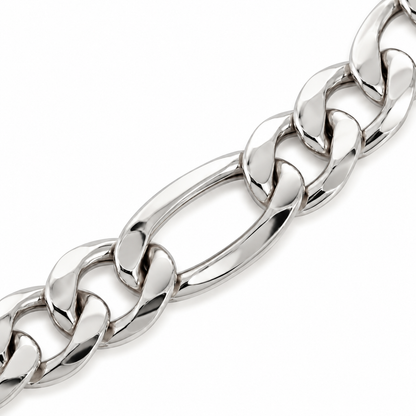 14K White Gold Solid Figaro Bracelet, alternate view