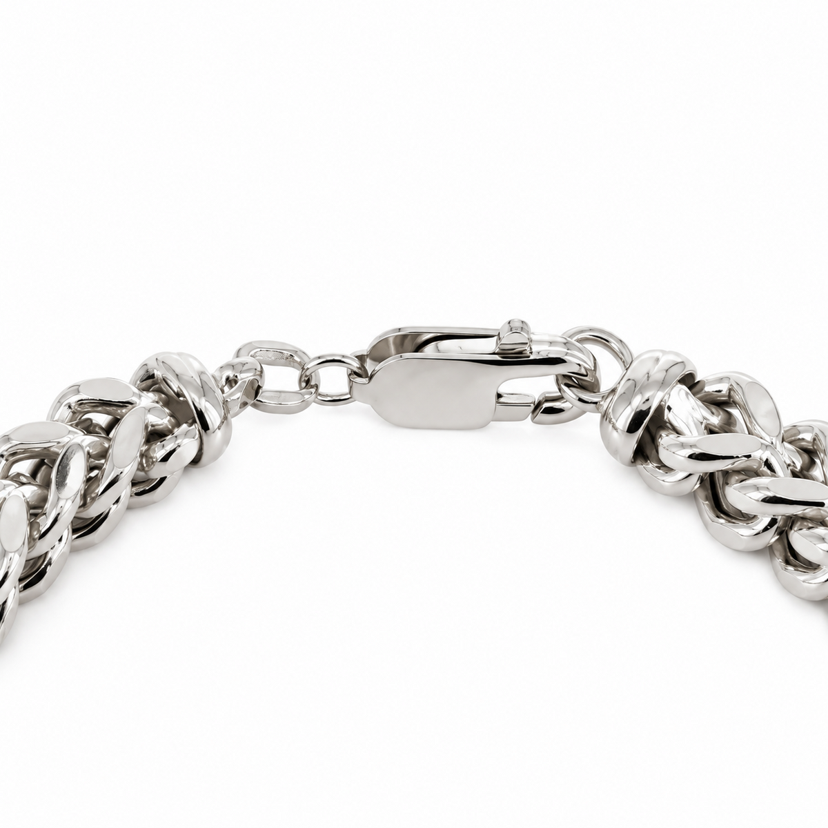 925 Sterling Silver Franco Bracelet, angled view