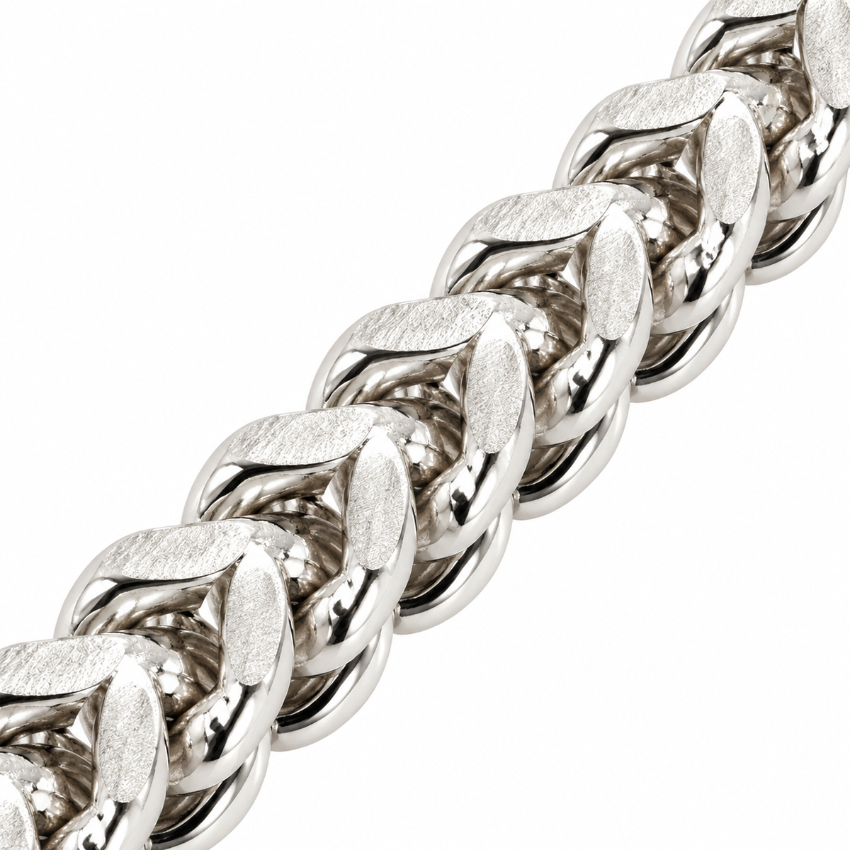 White gold Franco bracelet, close-up of the links