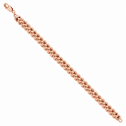 Rose Gold Plated Sterling Silver Franco Bracelet, close-up of the links